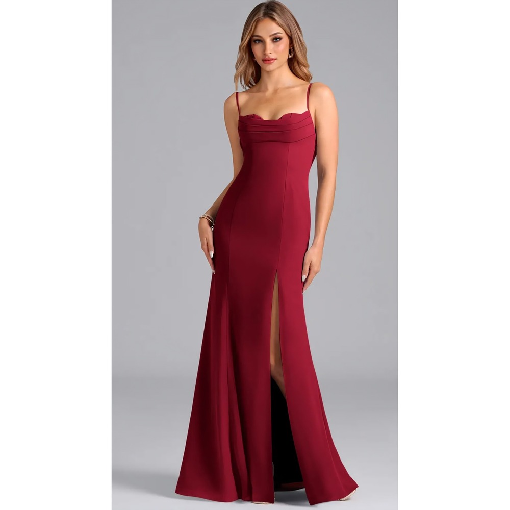Barbie Azazie NWT Wynni Gown Dress Burgundy Formal Wedding Bridesmaid Homecoming